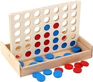 Four Wins Classic, 4 Win Travel Game, Wooden 4 in One Row Game, Educational Toy for Children, Strate