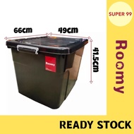 (85L) ROOMY Black Storage Box with Wheels / Kotak Simpanan Roda / Storage Organiser / Kotak Penyimpa