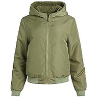 Women’s Jacket – Reversible Teddy Sherpa Bomber Jacket – Lightweight Windbreaker Coat for Women (S-XL)