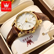 OLEVS Jam Tangan Perempuan Original Quartz Waterproof Leather Luminous Casual Fashion Women Watch Gi