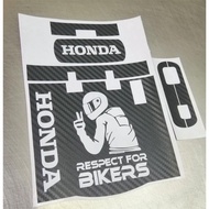 Motorcycle slim iu carbon fiber stickers, Respect bikers design.