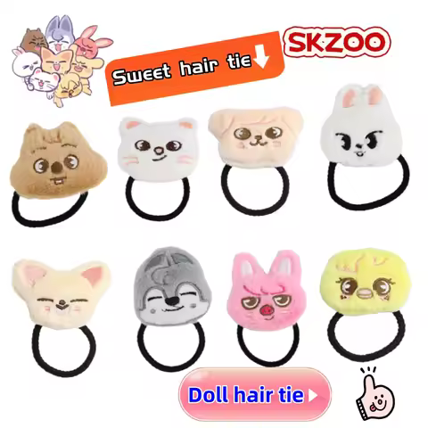 SKZOO Stray Kids Wolf chan Leebit Dwaekki Jiniret Quokka Cartoon Cute Hair Tie High-Value Hair Band 