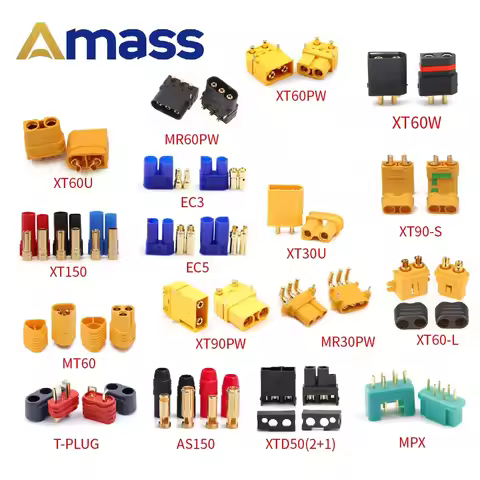 AMASS 10 pairs XT90 XT60H XT60L XT60U XT30U XT30PB XT90S T AS150 XT150 MT30 MT60 MR30 MPX spina per 