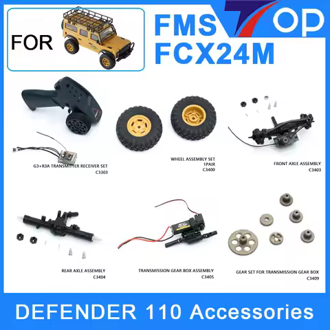 FMS 1/24 FCX24M Defender 110 Original Spare Parts Girder Transmission Gear Box Tire Lens Rod Set Whe