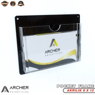 POCKET FRAME ACRYLIC | ACRYLIC WALL DISPLAY ANTRIAN CARD HOLDER 9 X 12