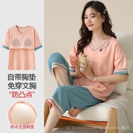 Ready stock baju tidur musim panas wanita Piyama perempuan New Fashion Padded Pajamas Women's Summer