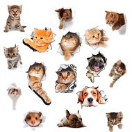 【SA wallpaper】 3D Cute Animal Cat Animal Wall Poster Sticker FG Bathroom Refrigerator