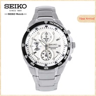 Seiko นาฬิกา Three-Eye Chronograph ธุรกิจสบายๆกันน้ำควอตซ์นาฬิกาสำหรับผู้ชาย SND703P1