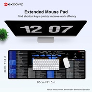 excovip Mouse pad English windows mac Shortcut Keys Soft comfort non-slip stitched edge Desktop comp