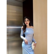 Summer.somewhere.co l Jasmin dress เดรสปาดไหล่ งานเย็บติดกัน ด้านบนผ้าตาข่าย