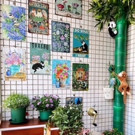 Retro Pastoral Flower Character Tin Painting Outdoor Gardening Courtyard Garden Terrace Balcony Land
