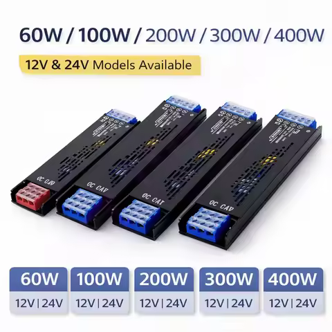DC Power Supply Unit 12V 24V 60W 100W 200W 300W 400W 110V 220V 230V AC to 12 24 Volt DC LED Strip Dr