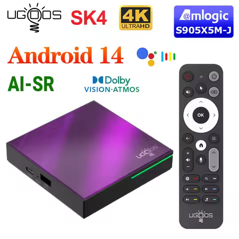 UGOOS SK4 Amlogic S905X5M-J TV BOX Android 14 LPDDR4 4G64G Support Dolby Vison Dolby Audio AI-SR AV1