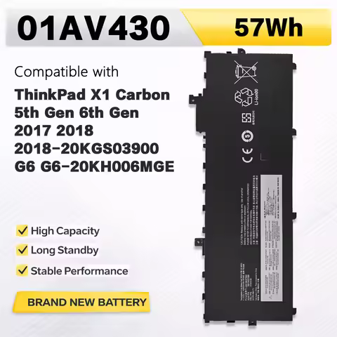 PowerHub 01AV430 01AV494 Battery For Lenovo Thinkpad X1 Carbon 5th 2017 6th 2018 Series 01AV429 SB10