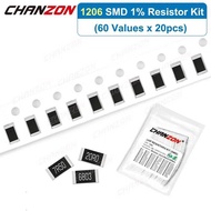 Pcs/Lot 1200 60 Value 1206 1% High Precision SMD Resistor Set 0 1 120 200 470 1K 4.7K 20K 33K Ohm