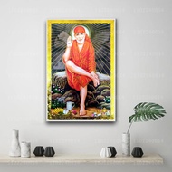 Sai Baba 24x36 Inch Canvas Poster - Spiritual Wall Art Decor for Living Room, Bar, Cafe - Decorative
