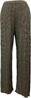 Studio Poak Women's Women's Ribbed Wide Legging 9/4 Length Smooth Shiny Light Charcoal M to L JP289U
