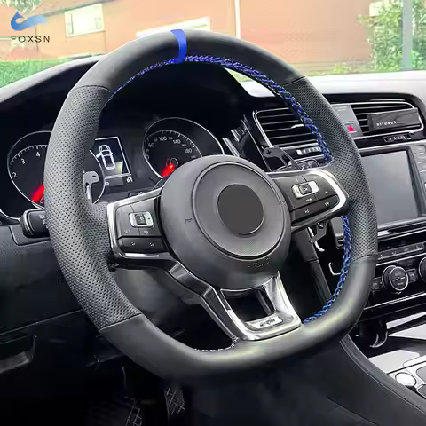 For VW Golf 7 GTI Golf R MK7 Passat B8 Polo Scirocco 2015 2016 Car Steering Wheel Cover Trim Black L
