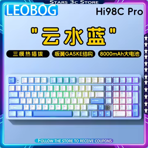 LEOBOG Hi98C Pro Mechanical Keyboard Wireless Tri Mode Aluminum Alloy Long Battery Life Low Latency 