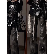 Y2K Inspired Micro Flare Jeans - Black Grey Winter High Waist