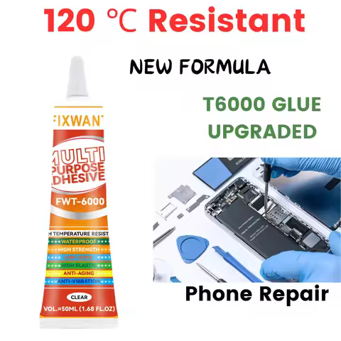 T6000 New Formula 120℃ High Temperature Resistant Multi-purpose Soft Glue after Drying for Phone Wat