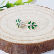 925 Silver Leaf Ear Studs with Enamel Paint / Subang Telinga Daun Perak 925 (ET5)