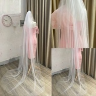 Bridal veil 2m-3m long, 1 layer with pearl beads around the edge gently TV031