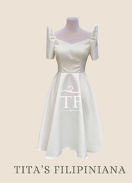 Civil Wedding Filipiniana Dress Plain White Midi