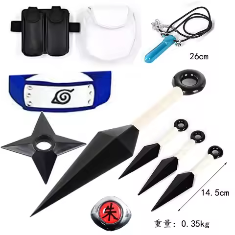 Ninja Set Naruto Combination Assembly Flag Maple Roleplaying Kakashi Gloves Kunai Forehead Protector