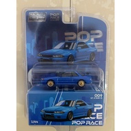 Tuoyi POPRACE 1/64 Nissan GT-R BNR32 Wangan Blue Enigma Limited Edition Rare Card Version, Blue Body