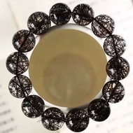 Stone of Wealth Natural Brazil Black Hair Crystal Bracelet High-End Ghost Guy Bracelet Men Women Inf