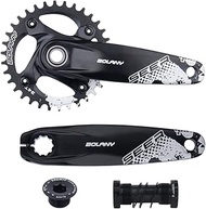 BOLANY 170mm Bike Crankset 34T Hollow Integrated 104BCD Single Speed Round Chainring Aluminum Alloy MTB Crankset with BB91 Bottom Bracket