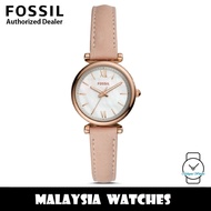 (OFFICIAL WARRANTY) Fossil ES4699 Carlie Mini Three-Hand Rose Gold-Tone Case Blush Leather Women Wat