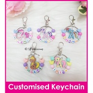 My Little Pony / Customised Cartoon Ring Name Keychain / Bag Tag / Christmas Gift Ideas / Present / Birthday Goodie