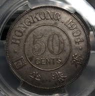 4C香港半圓 1904年  [PCGS Cleaned-XF Detail]  白銀鑄造【較少有年份--色澤均稱/冇特別污漬】【開埠早期 英皇愛德華七世】香港舊版錢幣・銀幣  $1950