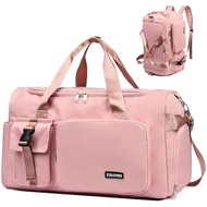 Gym &Amp; Travel Duffel Bag Backpack With Shoe &Amp; Wet Pocket, GreenPink | Sturdy Hardware Sports 