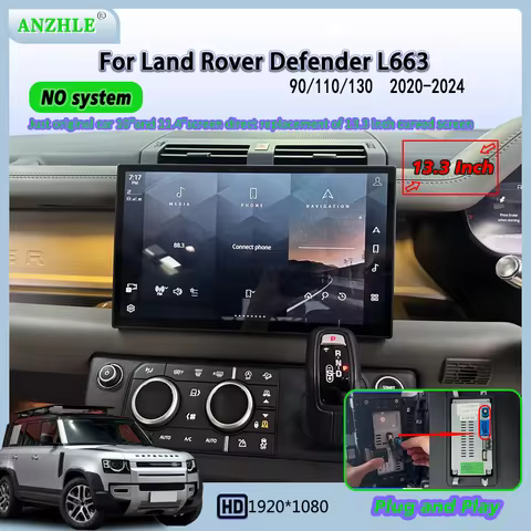 13.3-inch curved screen For Land Rover Defender 90/110/130 L663 2020-2024 Head Unit Screen full touc