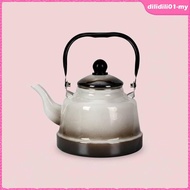 [DilidilidaMY] Enamel Cooking Vessel Sturdy Handle Water Kettle Vintage Teapot for Serving and Brewi