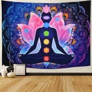Maccyafst Hiasan Dinding Meditasi Yoga Tujuh Chakra - Tapestri Chakra Mandala Berwarna-warni Gaya In