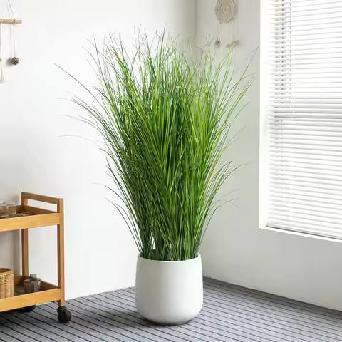 50cm Large Artificial Reed Plants Fake Onion Grass Tropical Green Splice Grass Bouquet PVC Leaves Fo
