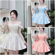 SIZE>65KG BEAUTIFUL FLOWERED FLAT SHOULDER Dress Women's Dress