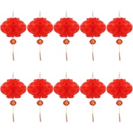 10 Unit Tanglung Tahun Baru Cina, Set Tanglung Merah 10 Unit untuk Hiasan Pesta Festival Musim Bunga