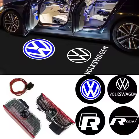 2Pcs LED blue Welcome Projector Light Door Lamp For VW Golf 5 6 7 7N Touran CC Passat Magotan B6 B7 