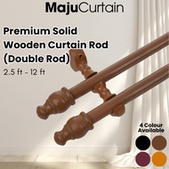 Kayu Langsir Double Wooden Curtain Rod Langsir Batang Langsir Kayu Rail Langsir 28mm NO RING