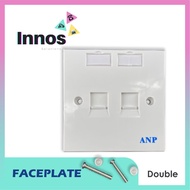 RJ45 SOCKET WALL MOUNT DOUBLE PORT FACEPLATE
