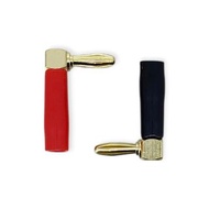 鍍金L型曲頭免焊香蕉插 (1對) Gold-Plated Right-Angle Solderless Banana Plugs
