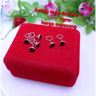925 silver adult bean sprout earrings. black zircon bean sprout earrings