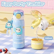 Pipjoy Eggy Party Cute Water Bottle with Straw 380ml Leakproof Vacuum Flask Sus316 Stainless Steel T