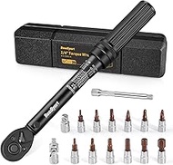 15-Piece Torque Wrench, 1/4 Inch 3-35 Nm Socket Spanner Set, 72 Teeth Reversible Ratchet, ± 3% Error