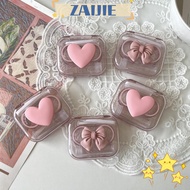 ZAIJIEE Bow Lenses , Plastic Pink Contact Lens Box, Transparent Storage Cosmetic Contact Lenses Box